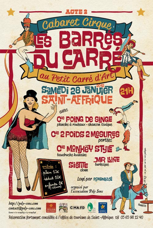 Flyer - Les barrés du Carré - 28 janvier 2012 - au Petit Carré d'art de Saint-Affrique